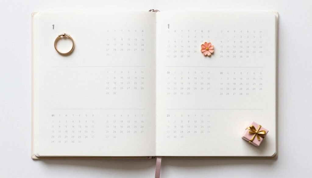 calendar with wedding planning timeline and bridesmaid proposal timing marked calendar with wedding planning timeline and bridesmaid proposal timing marked