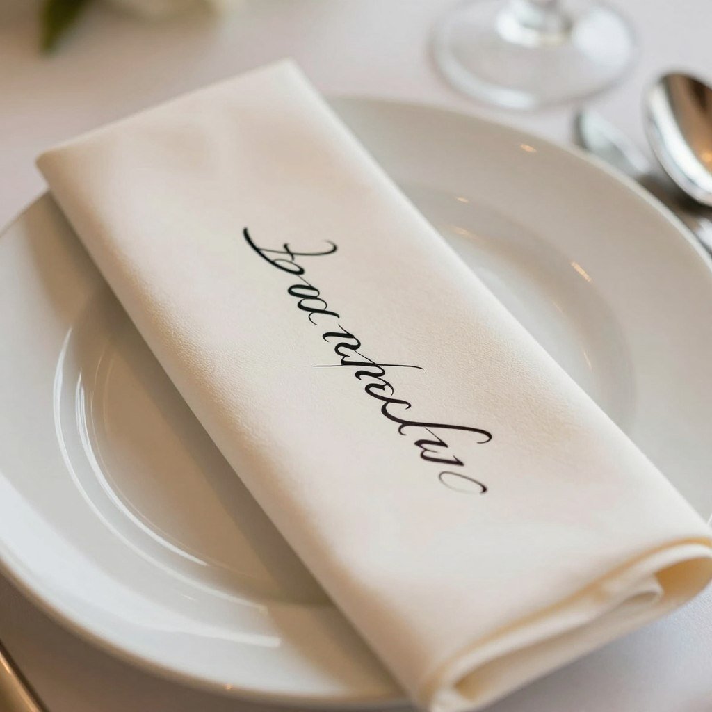 calligraphy place cards on plates