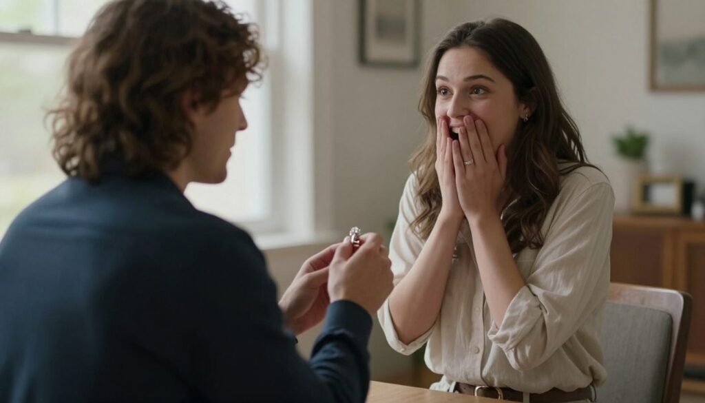 candid proposal moment being captured on camera