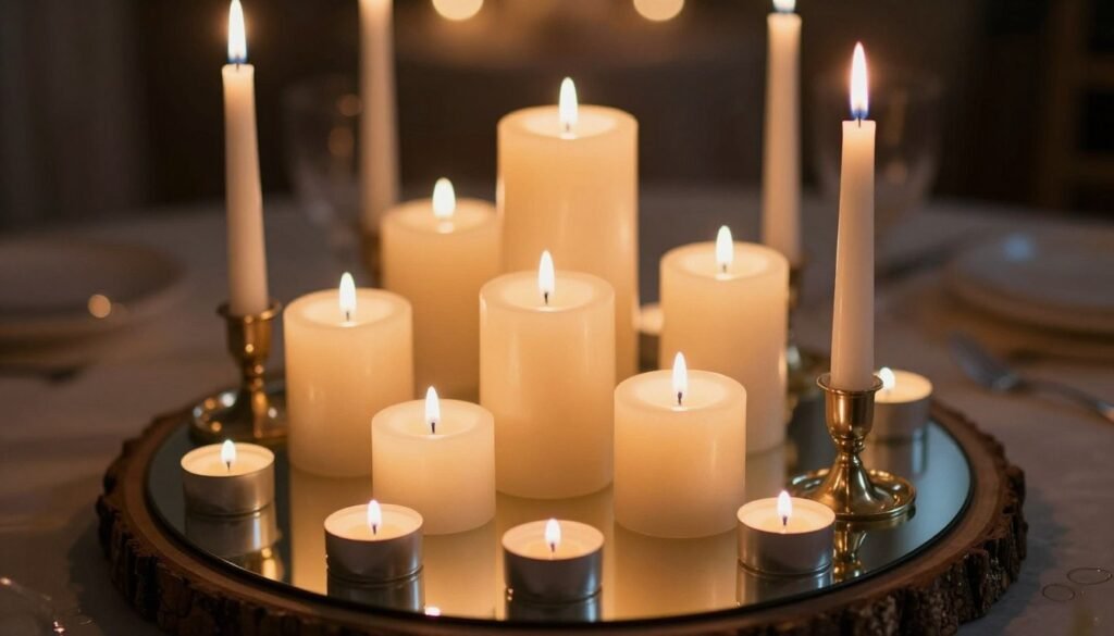 candle centerpiece with mixed heights