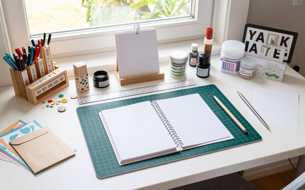 card making supplies laid out for crafting session