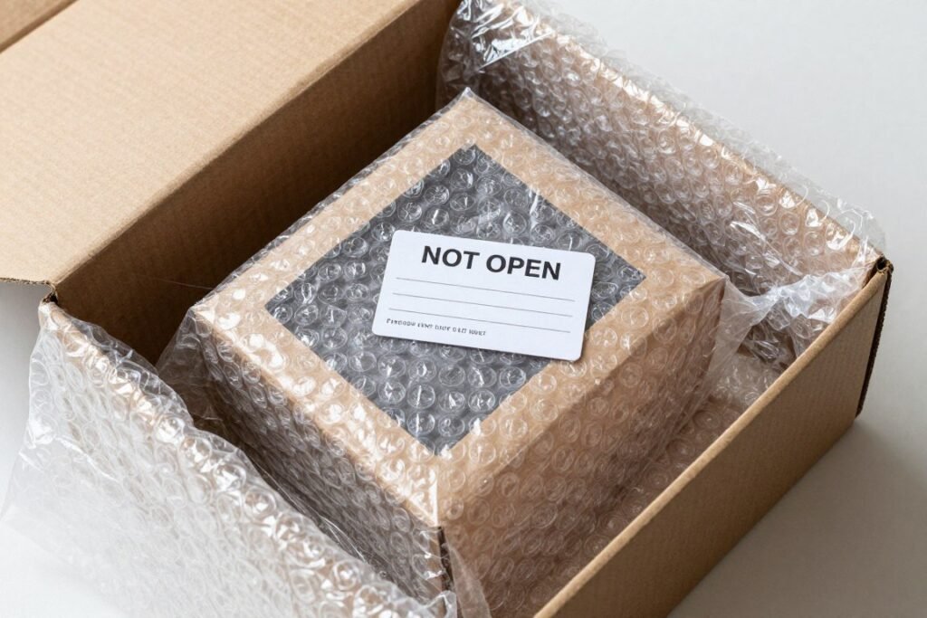 carefully packed groomsmen proposal box ready for shipping