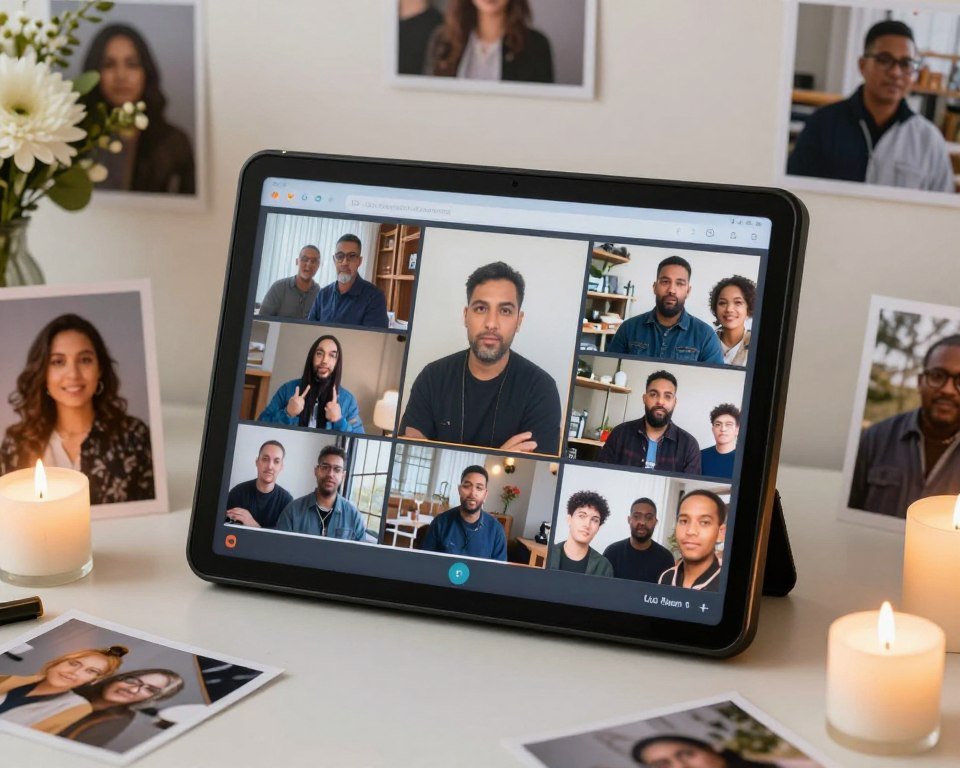 celebration of life with video montage display