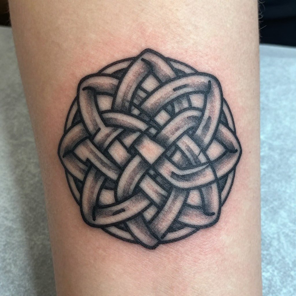 celtic knot wedding ring tattoo showing traditional interwoven design
