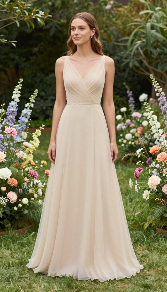 champagne neutral bridesmaid dress versatile color