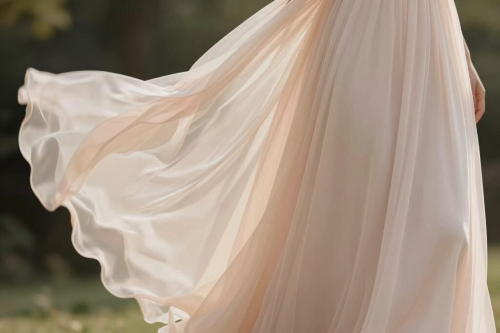 chiffon bridesmaid dress flowing fabric detail