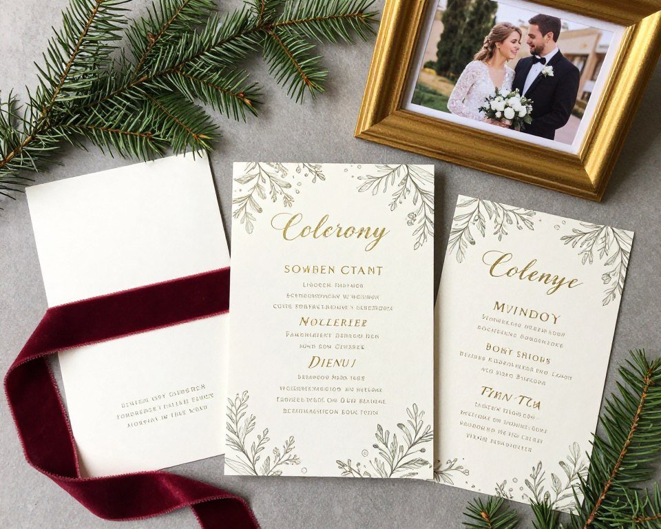 christmas wedding ceremony program and menu card matching invitation suite christmas wedding ceremony program and menu card matching invitation suite
