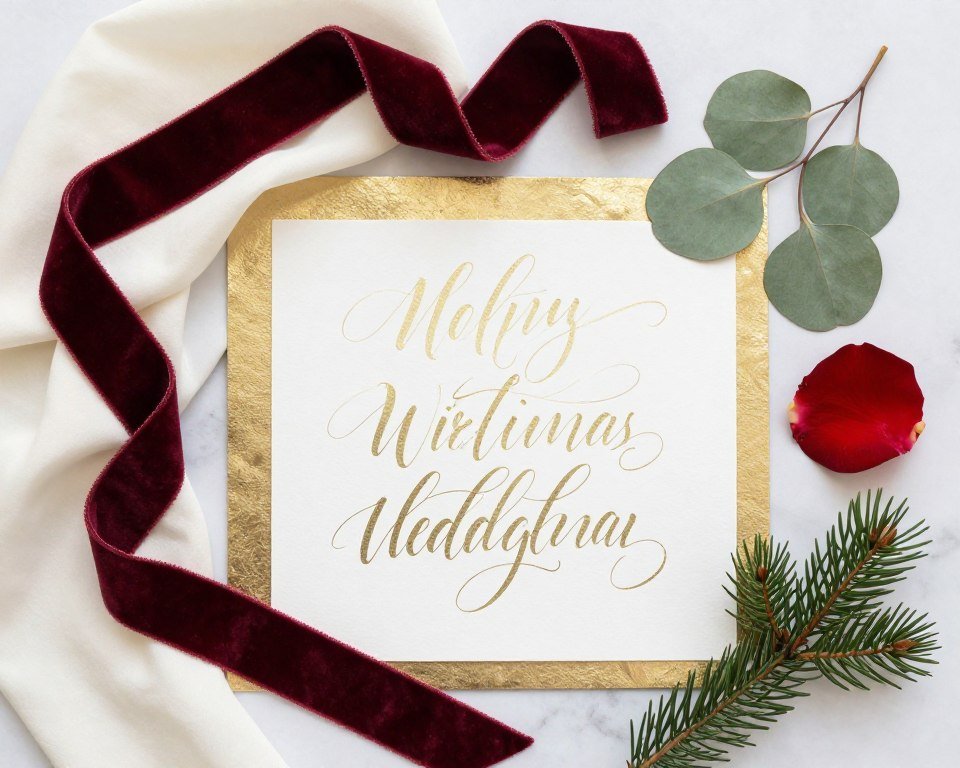 christmas wedding color palette inspiration with deep red burgundy gold and ivory