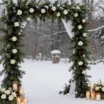christmas wedding ideas elegant winter ceremony with evergreen garland and candlelight