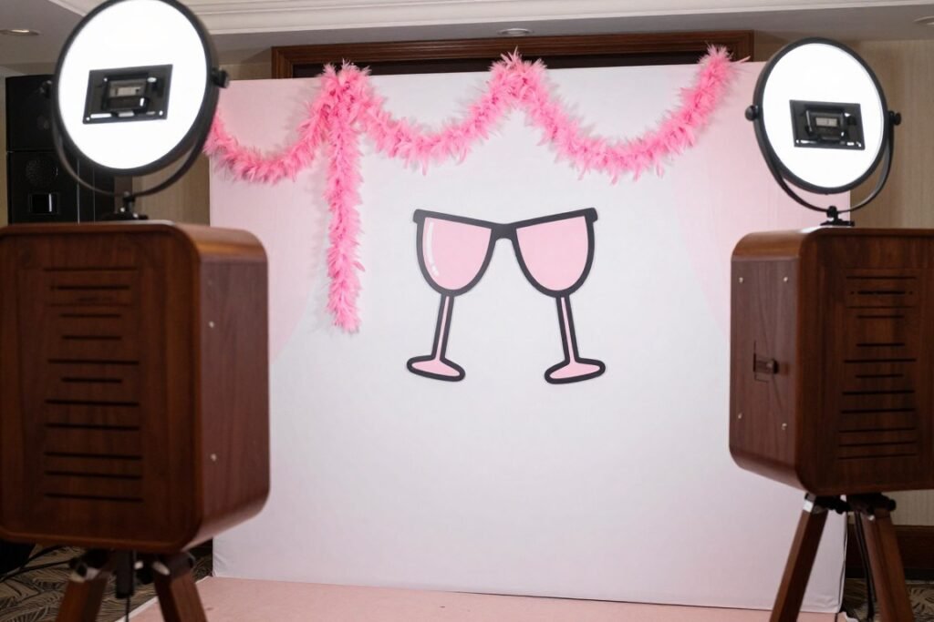 classic bachelorette party photo booth setup