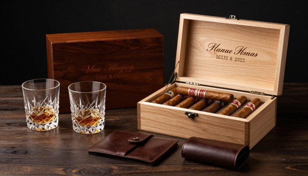 classic groomsmen proposal gift set with whiskey glasses