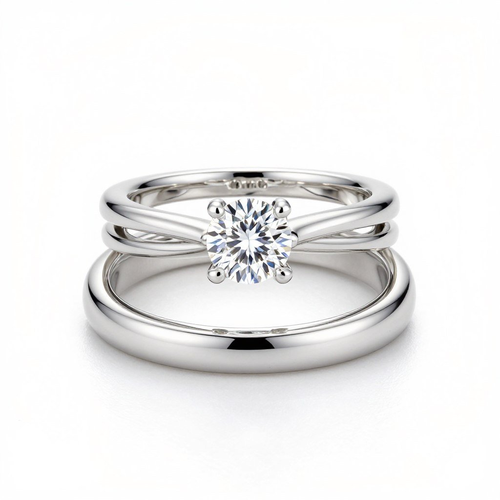 classic ring stack in matching white gold metal