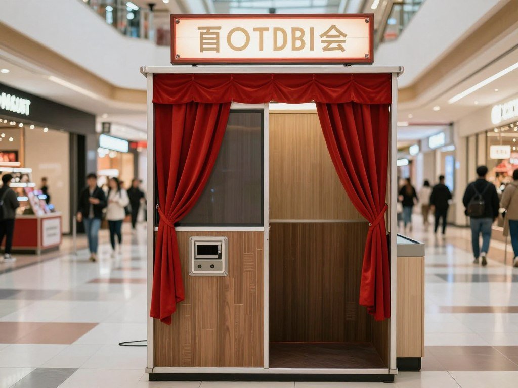 classic vintage photobooth in shopping mall setting