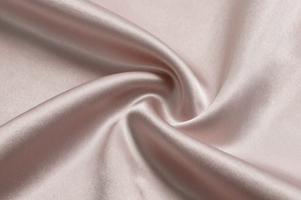 close up of high quality satin fabric showing quality