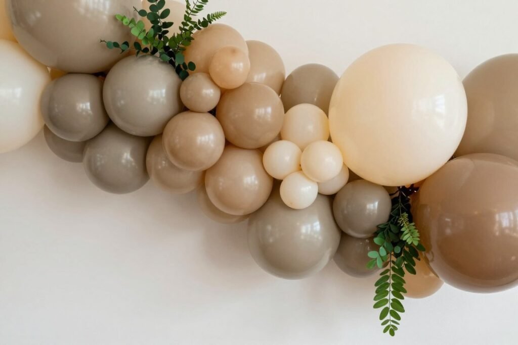 close up of organic balloon garland with varied sizes close up of organic balloon garland with varied sizes