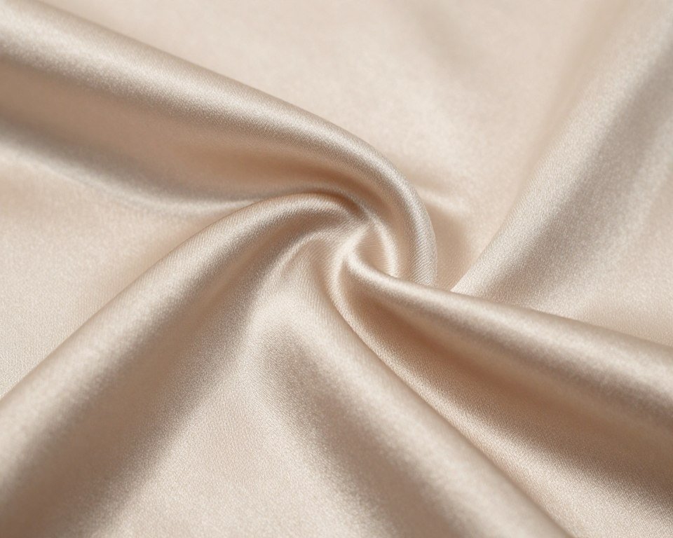 close-up of satin neutral bridesmaid dress fabric showing luxurious texture