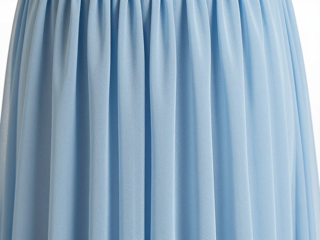 close-up of sky blue bridesmaid dress fabric with delicate details