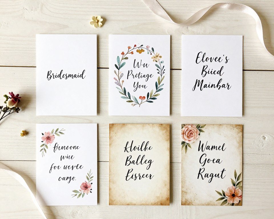 collection of handwritten bridesmaid proposal cards with different designs