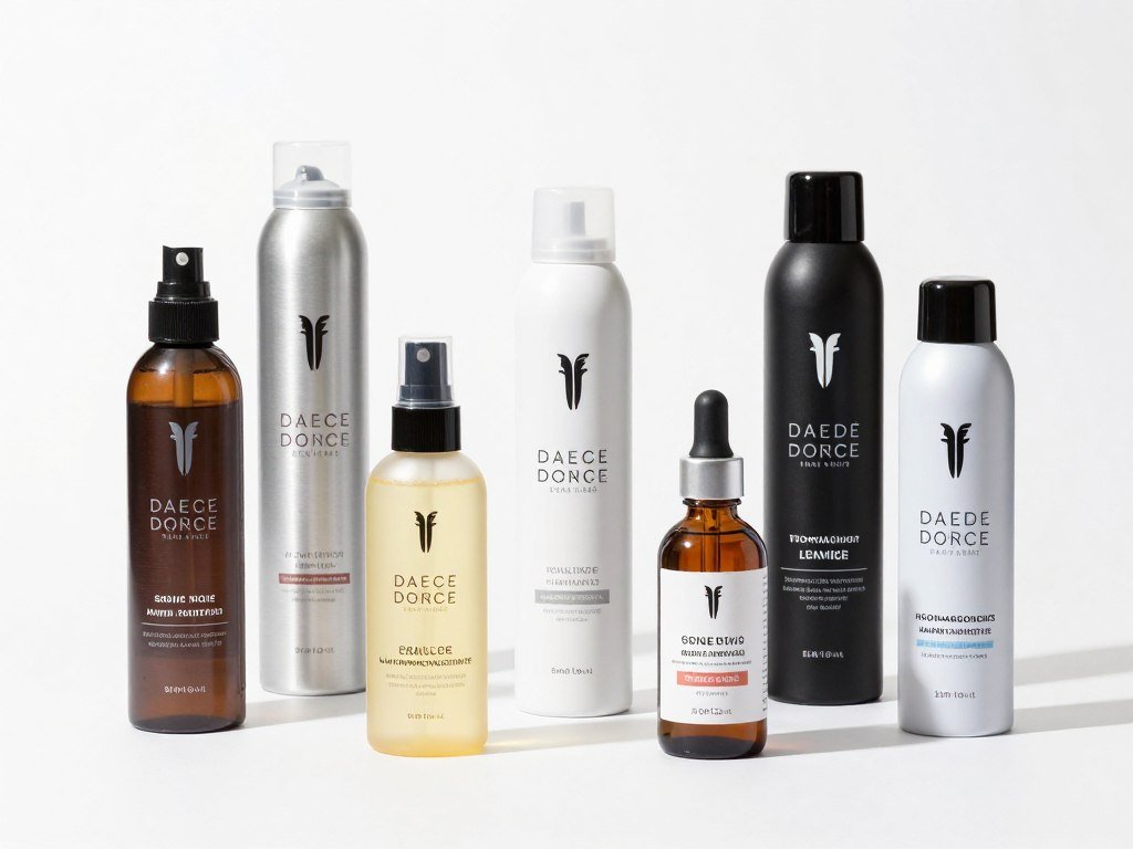 collection of professional hair styling products