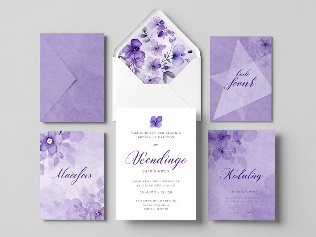 collection of purple wedding invitation designs
