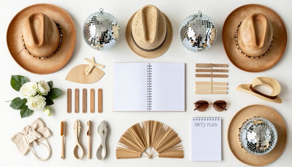 collection of themed bachelorette party supplies