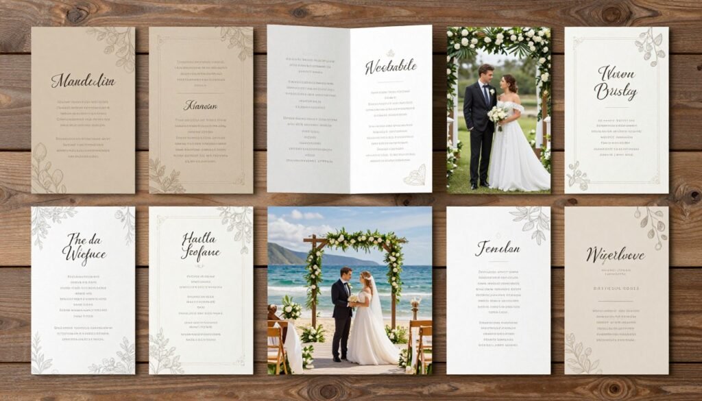collection of themed wedding programs in different styles collection of themed wedding programs in different styles