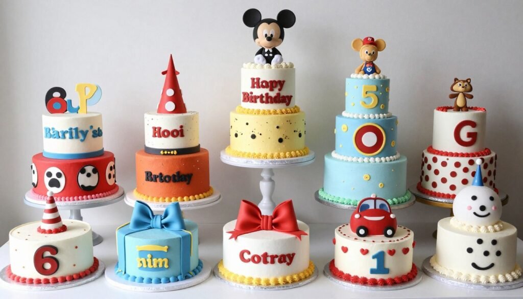 collection of various 2000s style cakes together