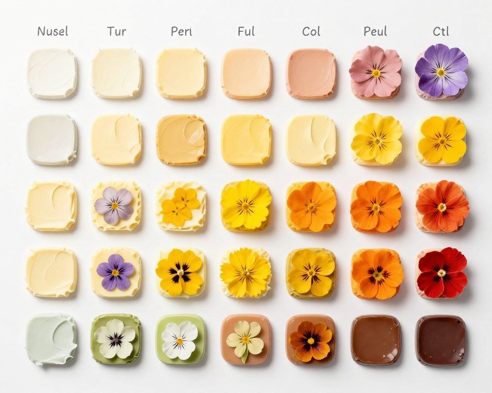 color palette swatches for wildflower cakes