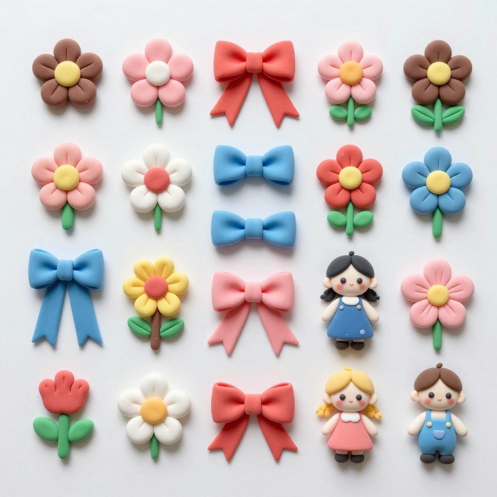 colorful fondant figures and decorations for cake decorating