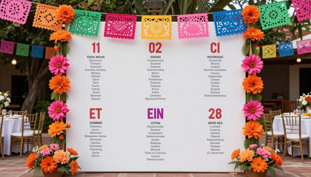 colorful latin american seating chart with papel picado colorful latin american seating chart with papel picado
