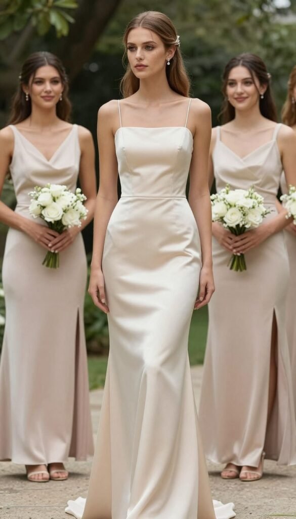 column dress modern sophistication garden wedding