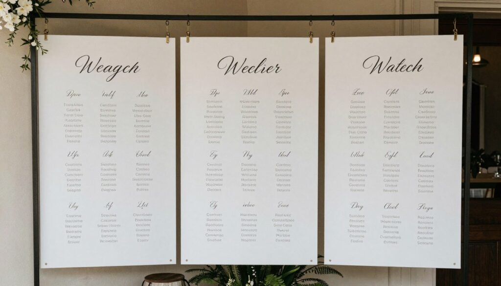 compact elegant seating chart for small wedding