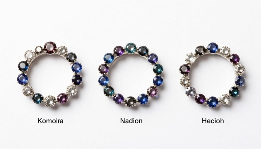 comparison of gemstone placement in ring stacks showing different arrangements comparison of gemstone placement in ring stacks showing different arrangements