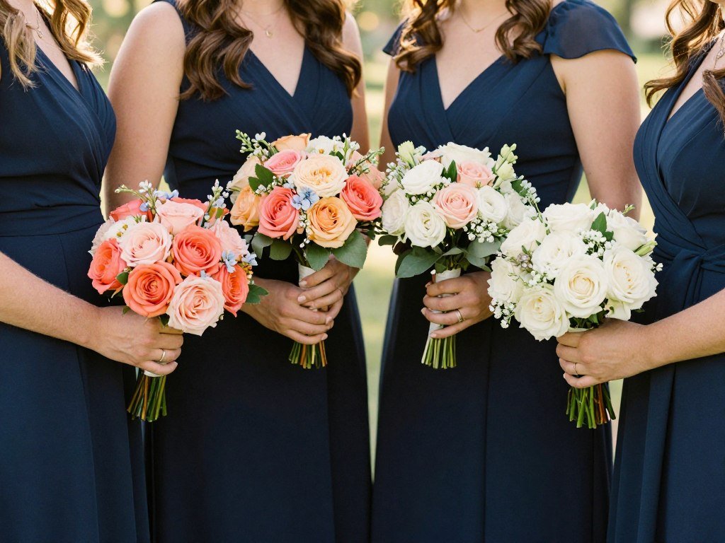 complementary color bouquets with bridesmaid dresses complementary color bouquets with bridesmaid dresses