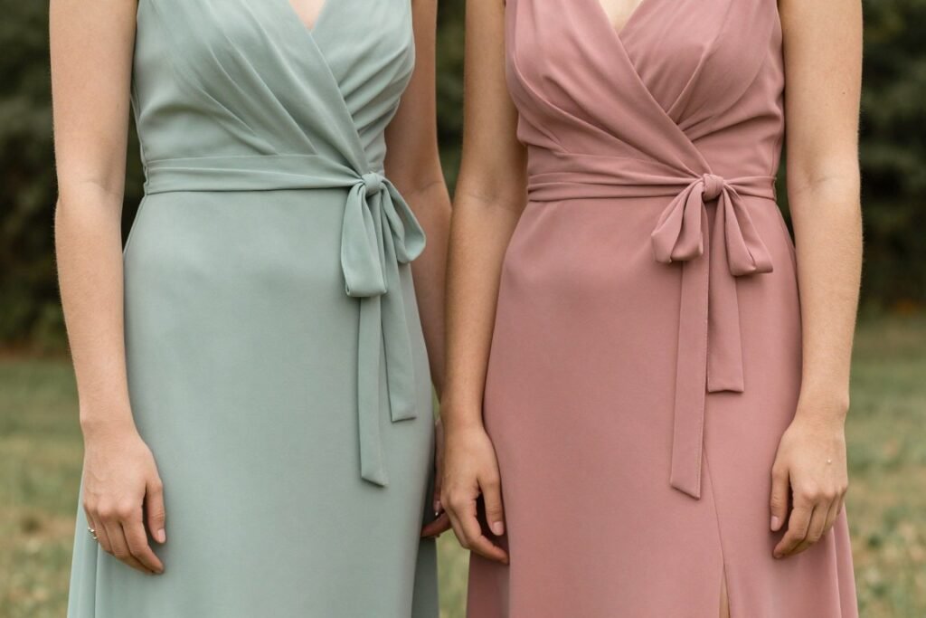 complementary color bridesmaid dress pairing