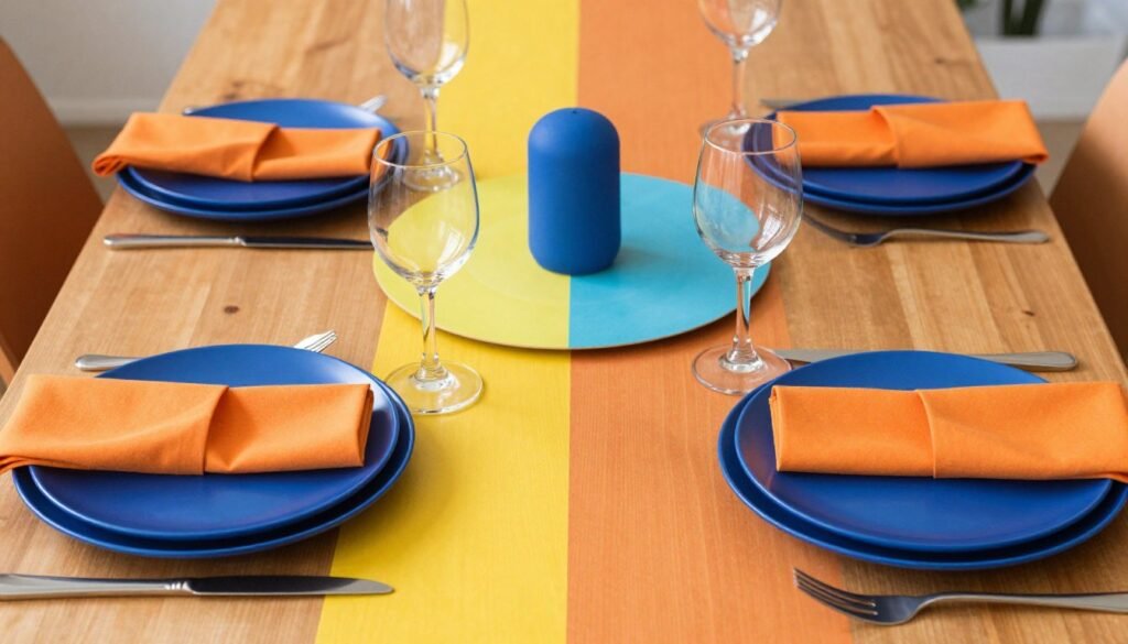 complementary color table setting blue and orange
