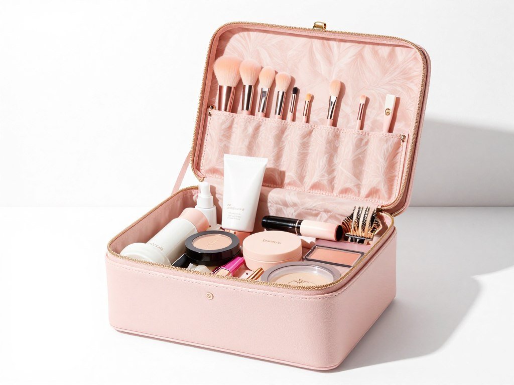complete beauty essentials bridesmaid box with cosmetic bag and products