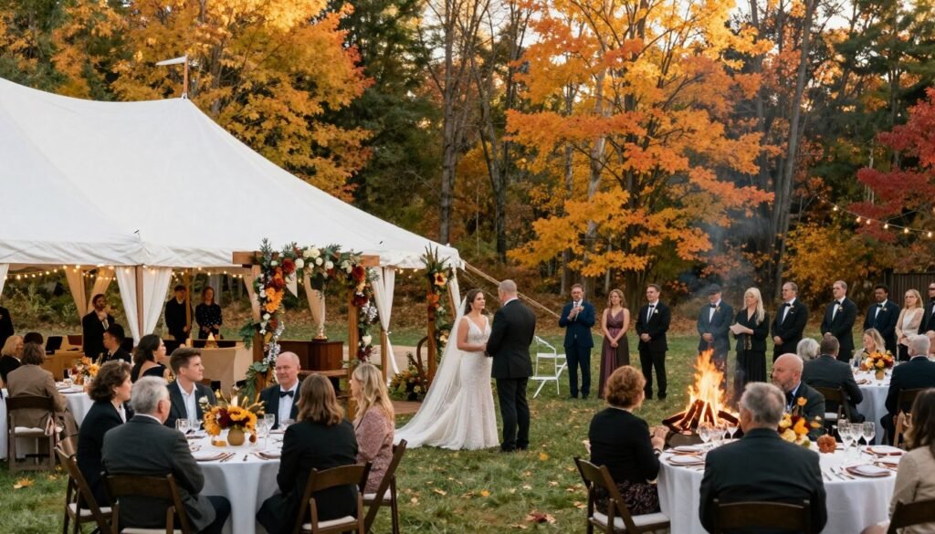 complete fall wedding celebration scene