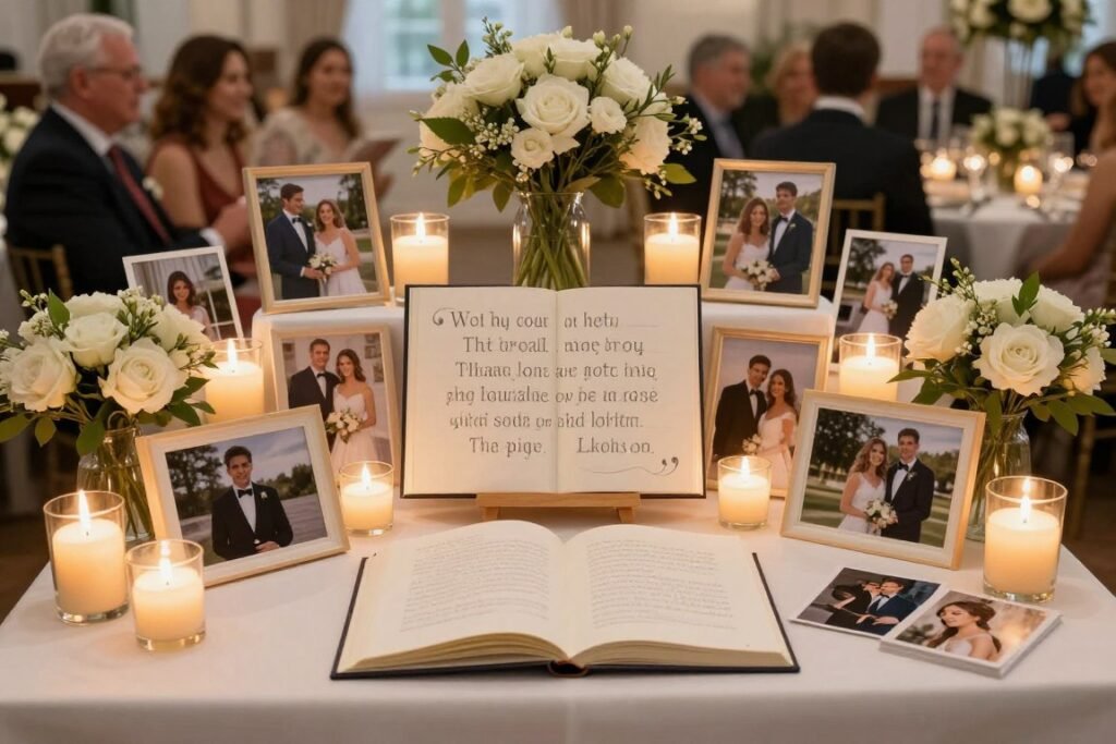 complete wedding memorial display with all elements
