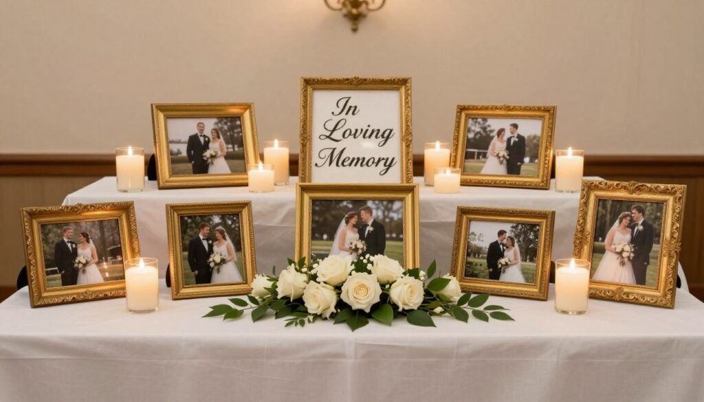complete wedding memorial display with photos candles and flowers complete wedding memorial display with photos candles and flowers