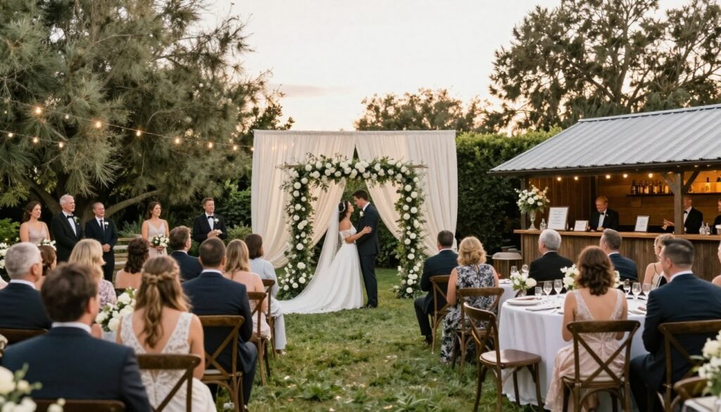 complete wedding venue decorated with pallet elements