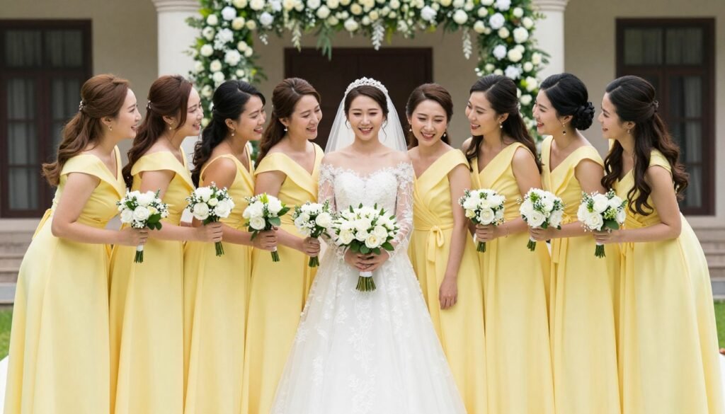 complete yellow bridesmaid party final portrait complete yellow bridesmaid party final portrait