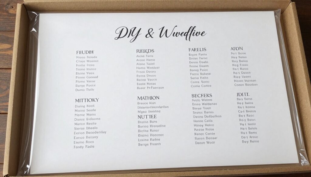 completed DIY wedding seating chart ready for transport