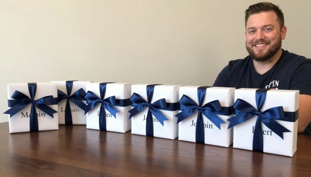 completed diy groomsman proposal boxes ready for gifting
