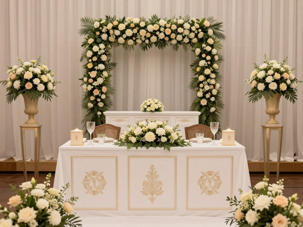 consistent wedding design elements across ceremony and reception