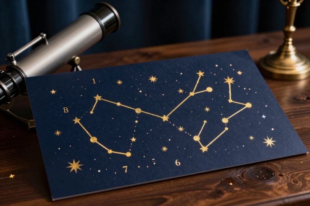 constellation-themed table marker display