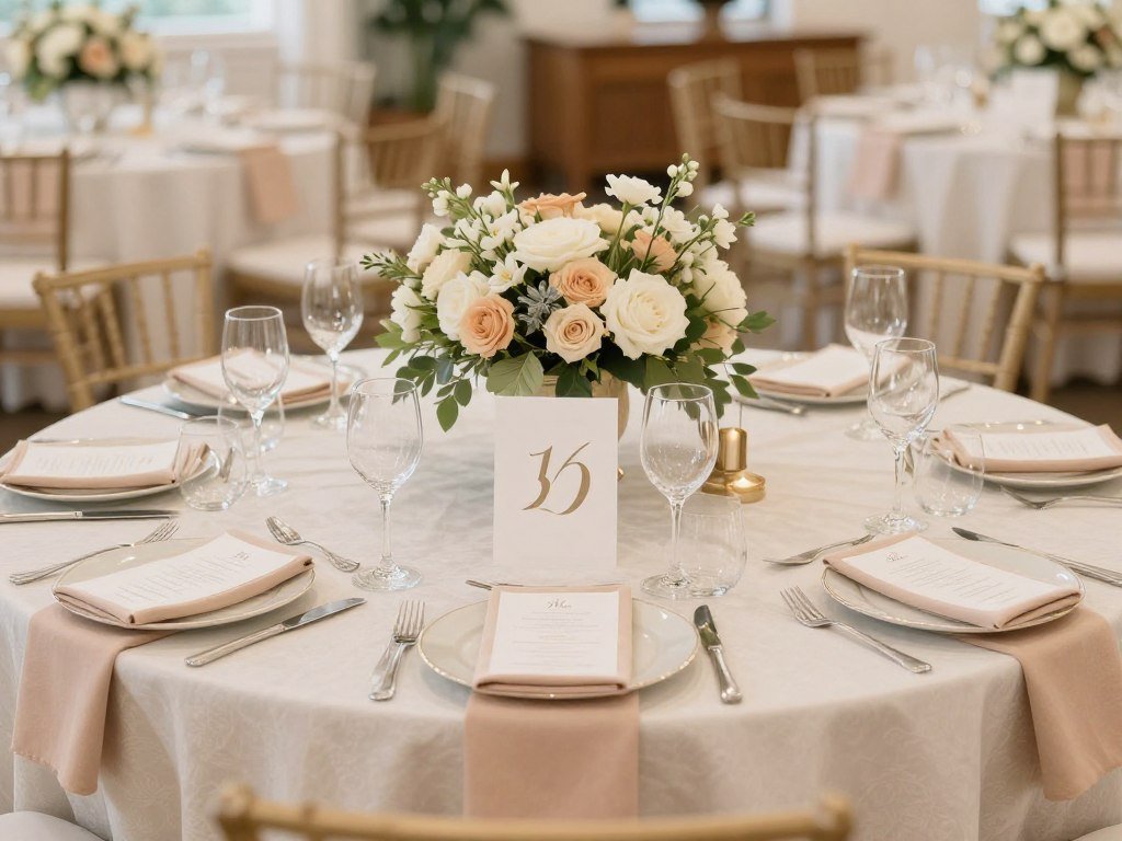 coordinated wedding reception table setting