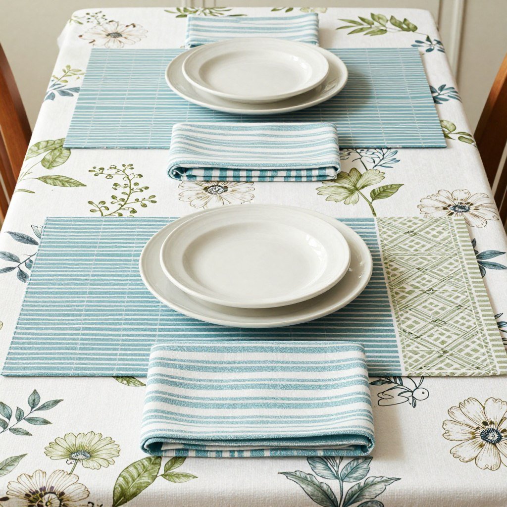 coordinating patterns in table linens