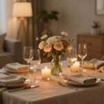 couple activity ideas romantic date night setup with candles and wine