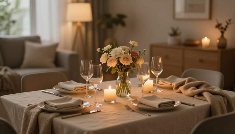 couple activity ideas romantic date night setup with candles and wine